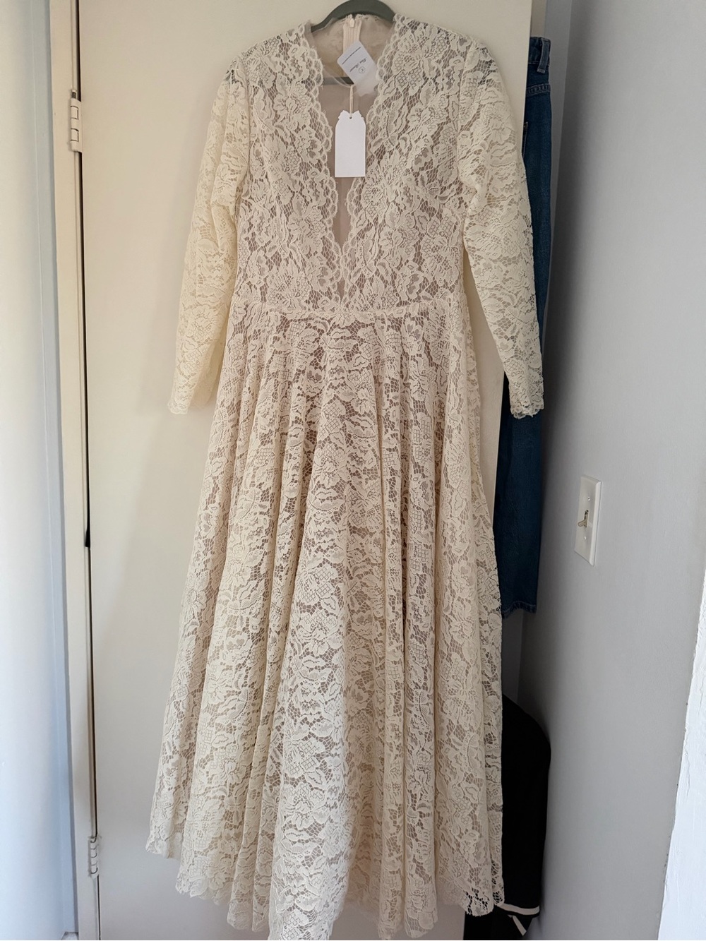 Long Sleeve Lace Maxi Dress in Cream